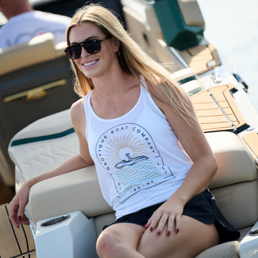 Women's Wavy Days Flowy Tank - White