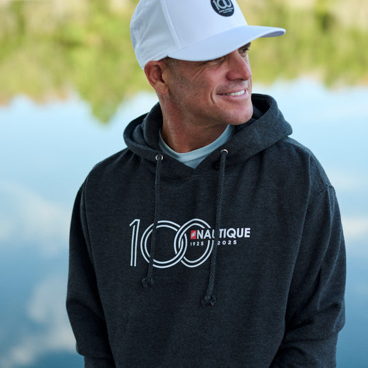 100th Anniversary Hooded Sweatshirt w/Printed Logo - Charcoal Heather - CLEARANCE
