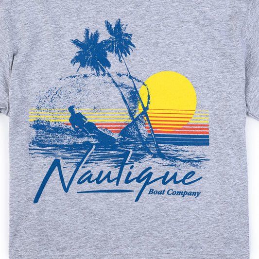 Women's Sunset Vibes Crop Tee - Heather Grey