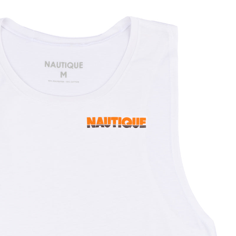 Women's Vintage Ski Tique Muscle Tank - White