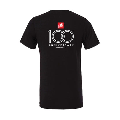 100th Anniversary Stacked Logo Tee - Black - CLEARANCE