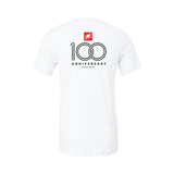 100th Anniversary Stacked Logo Tee - White - CLEARANCE