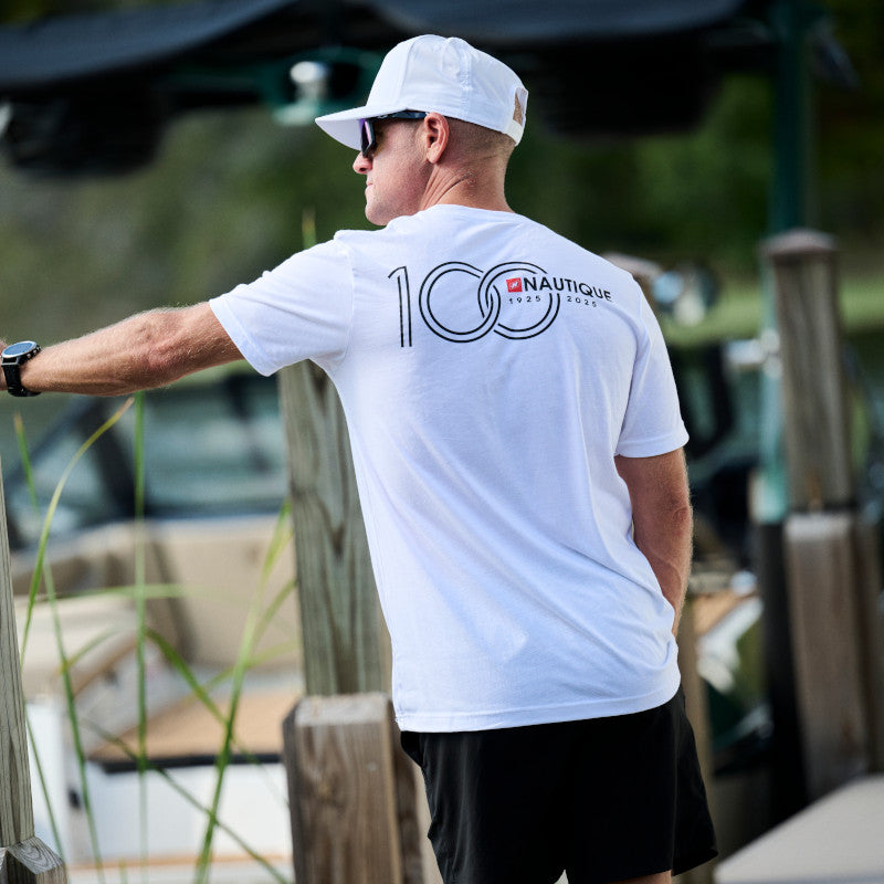100th Anniversary Horizontal Back Logo Tee - White - CLEARANCE