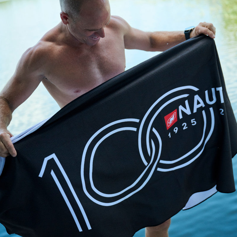 100th Anniversary Sublimated Beach Towel - Black