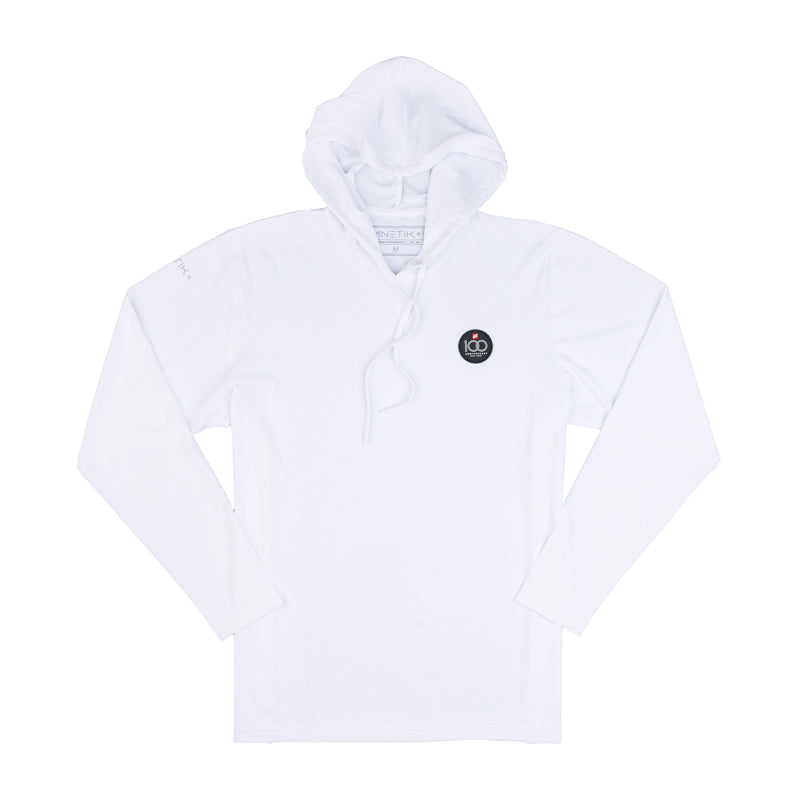 Men's 100th Anniversary Anetik Tech Hoodie Tee - White Heathered - CLEARANCE
