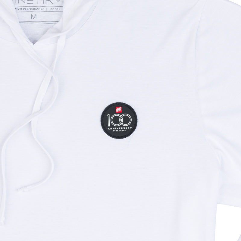 Men's 100th Anniversary Anetik Tech Hoodie Tee - White Heathered - CLEARANCE