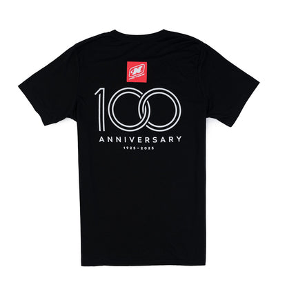 100th Anniversary Stacked Logo Tee - Black - CLEARANCE