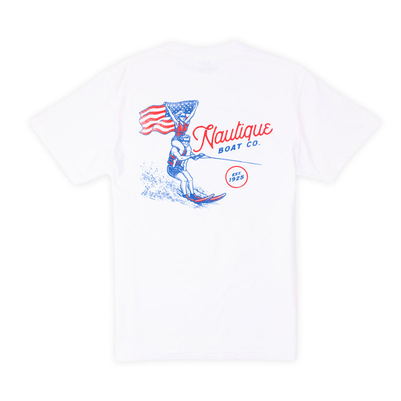 Patriotic Skiers SS Tee - White