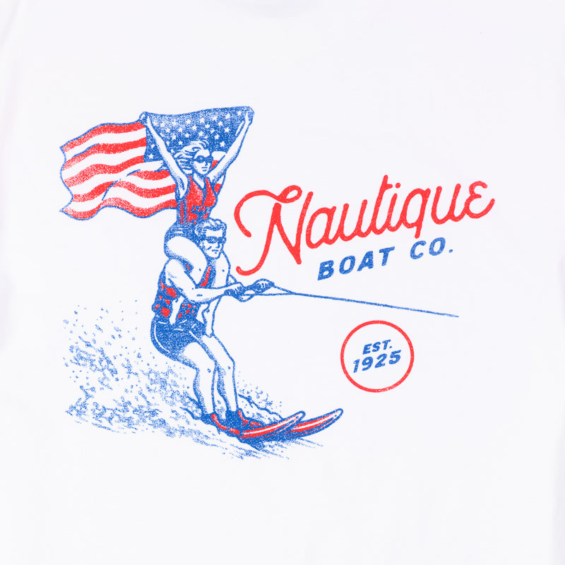 Patriotic Skiers SS Tee - White