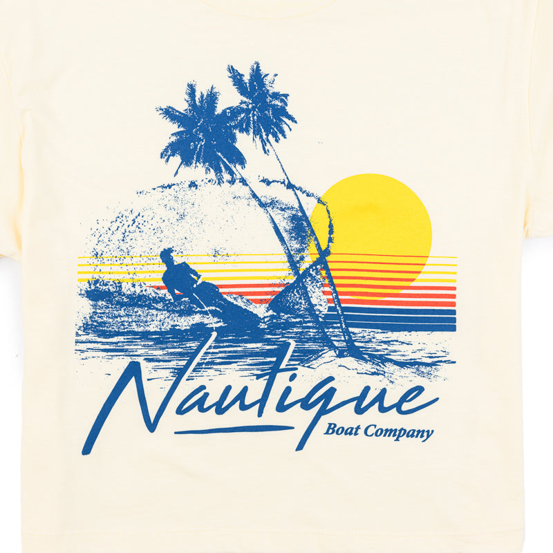 Women's Sunset Vibes Crop Tee - Creme