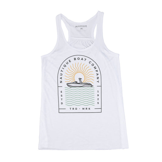 Women's Wavy Days Flowy Tank - White