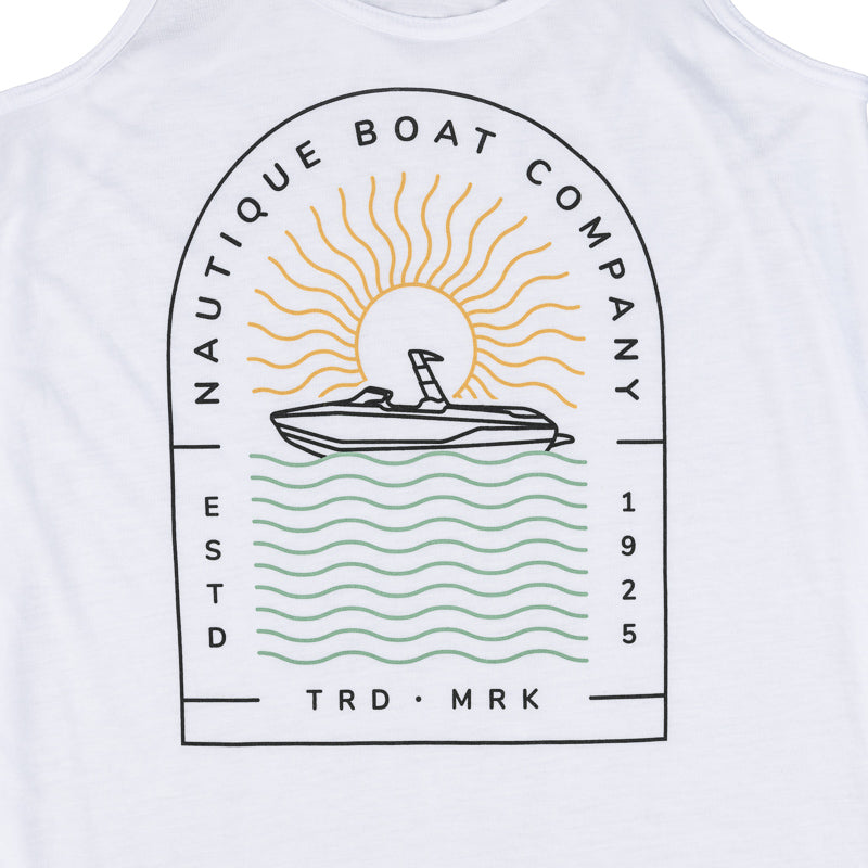 Women's Wavy Days Flowy Tank - White