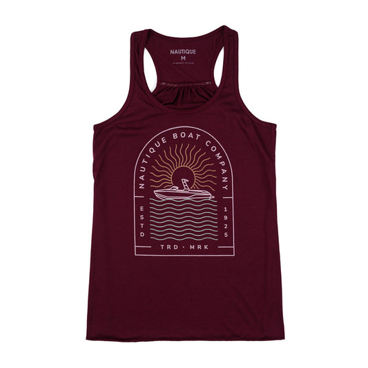 Women's Wavy Days Flowy Tank - Maroon