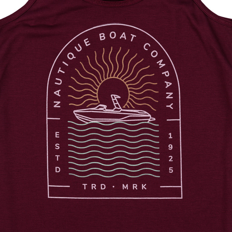 Women's Wavy Days Flowy Tank - Maroon