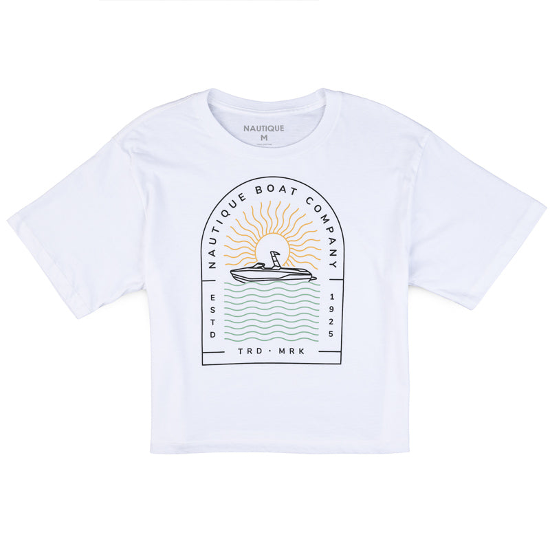 Women's Wavy Days Crop Tee - White