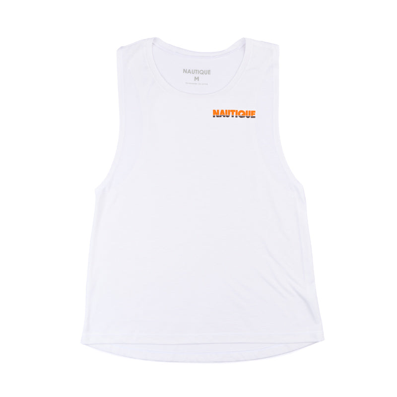 Women's Vintage Ski Tique Muscle Tank - White