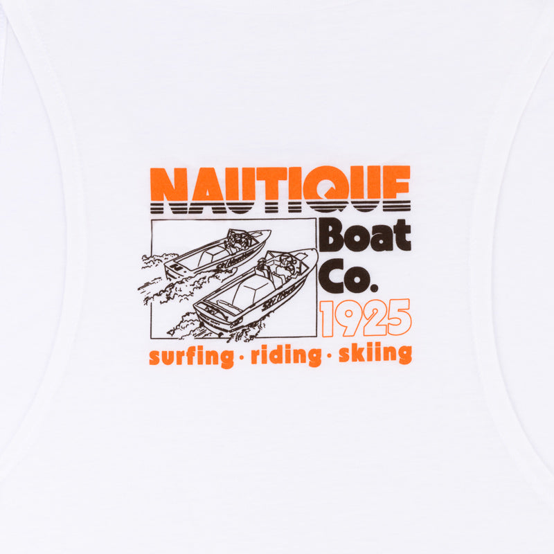 Women's Vintage Ski Tique Muscle Tank - White